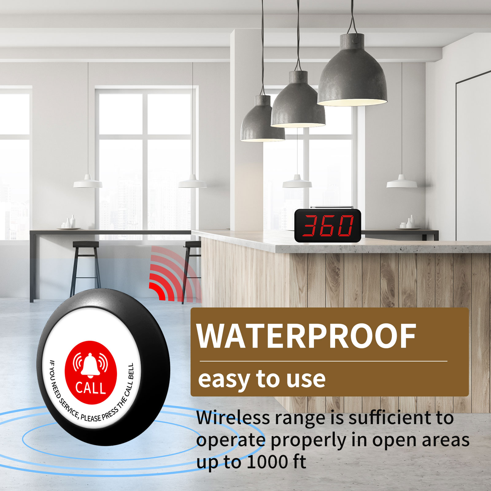 Wireless 3-Digits Cafe Buzzer  - Home Security Companies recension och pris