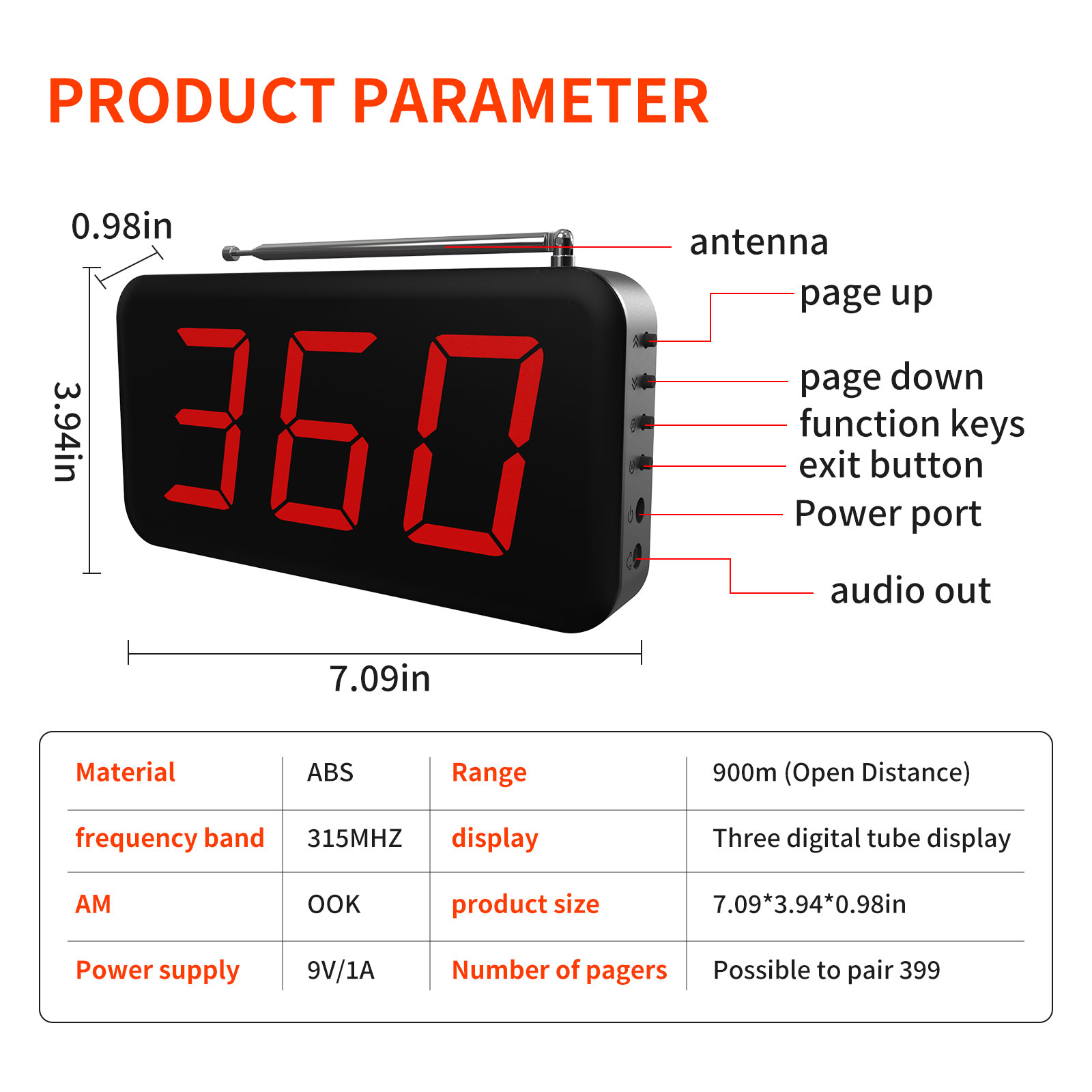 Wireless 3-Digits Cafe Buzzer  - Home Security Companies recension och pris