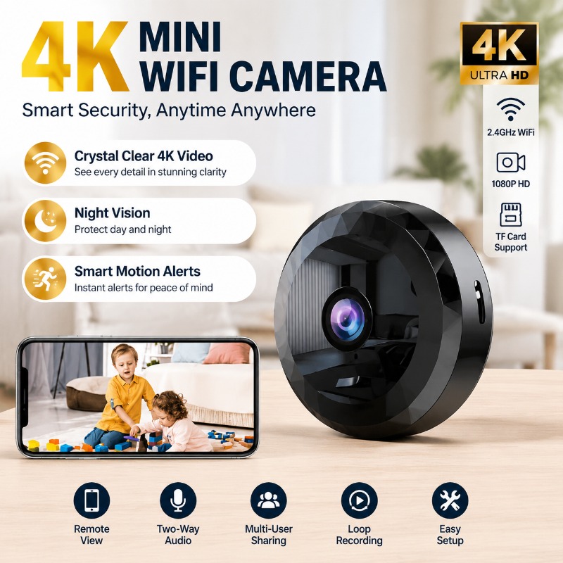 4K Mini WiFi Camera Wireless S - Home Security Ai recension och pris