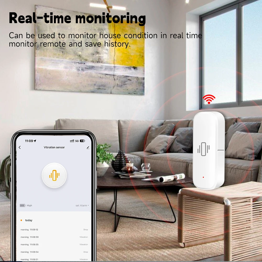 WiFi/Zigbee Smart Vibration Se - Home Security App recension och pris