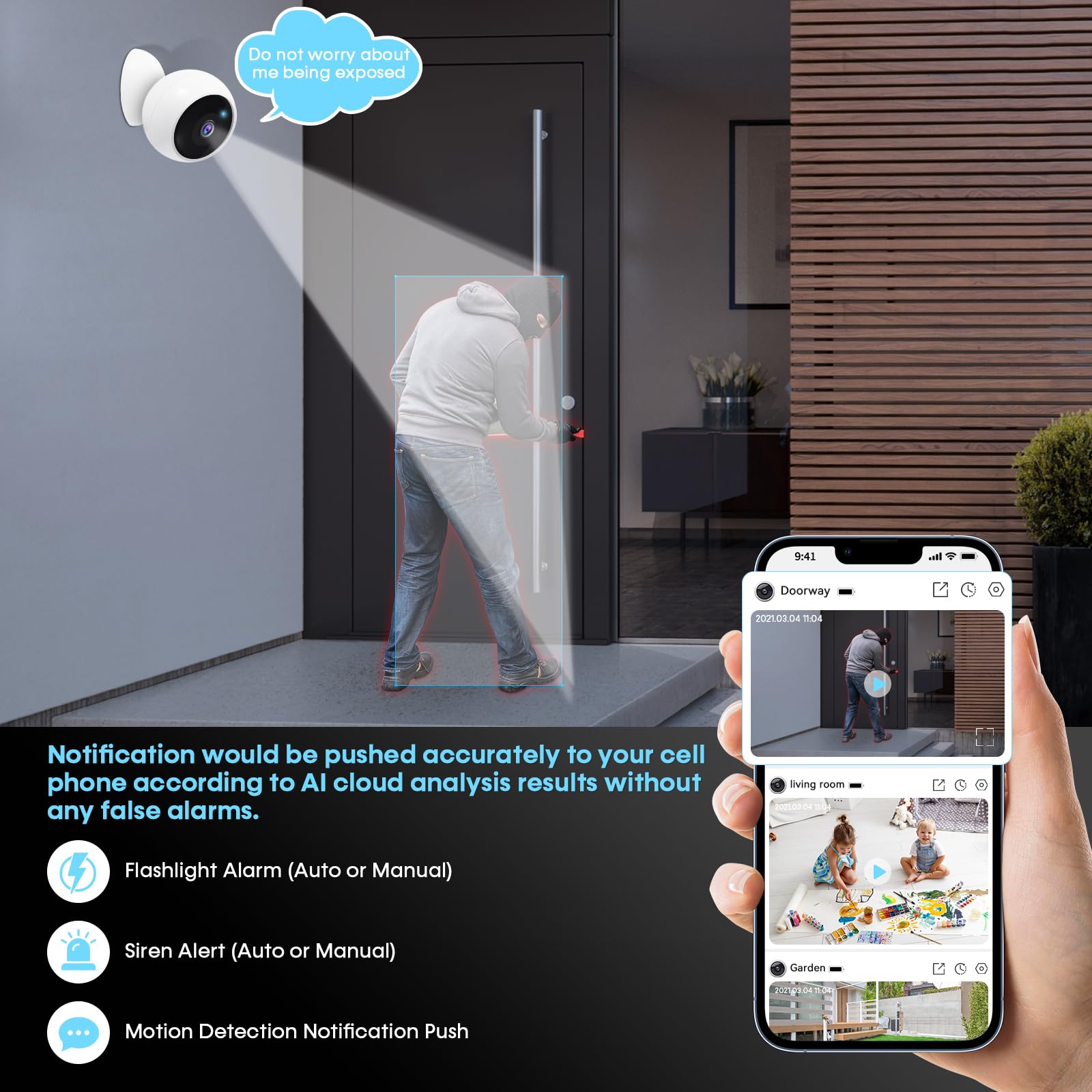 5MP 2K Magnetic Battery Securi - Home Security Ai recension och pris