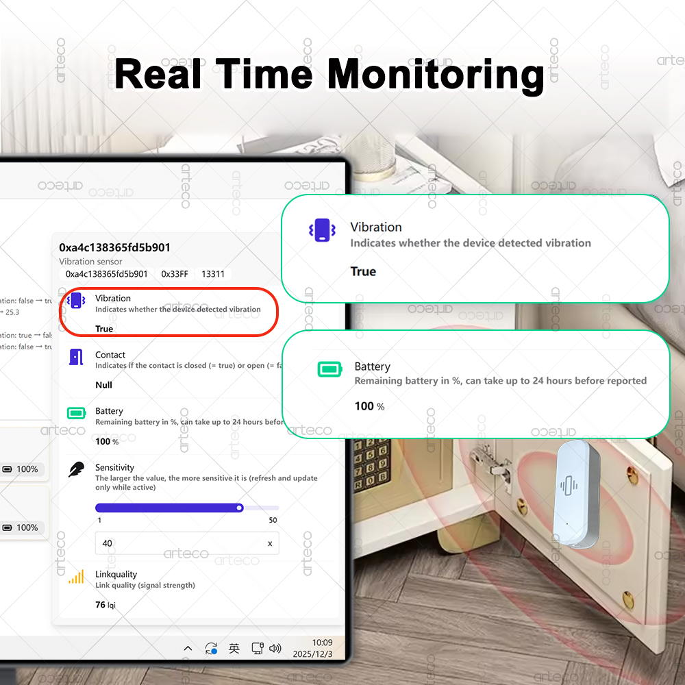 Smart ZigBee 3.0 Vibration Sen - Home Security Guard recension och pris