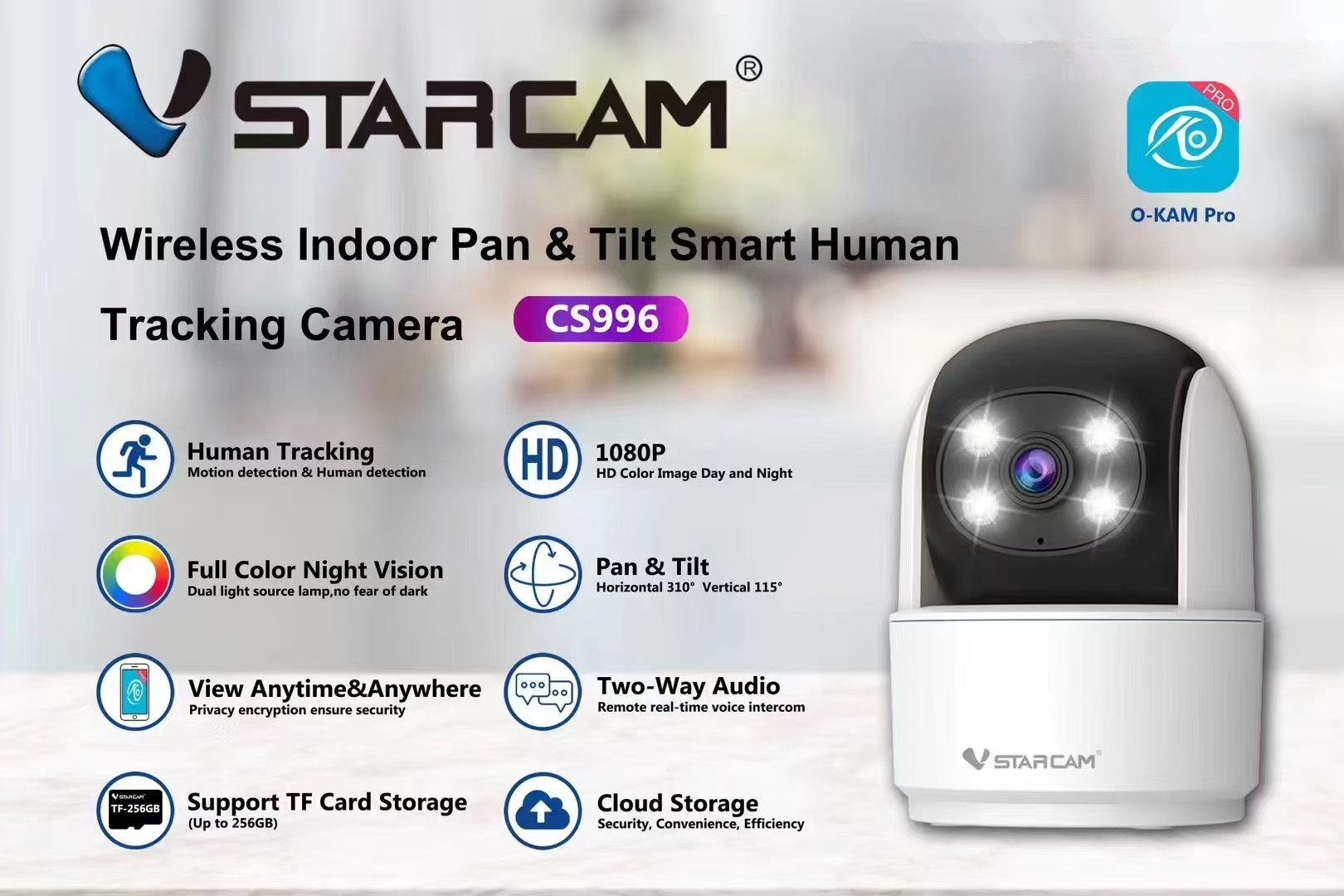 Vstarcam C996 3MP 1296P O-Kam  - Home Security Ai recension och pris
