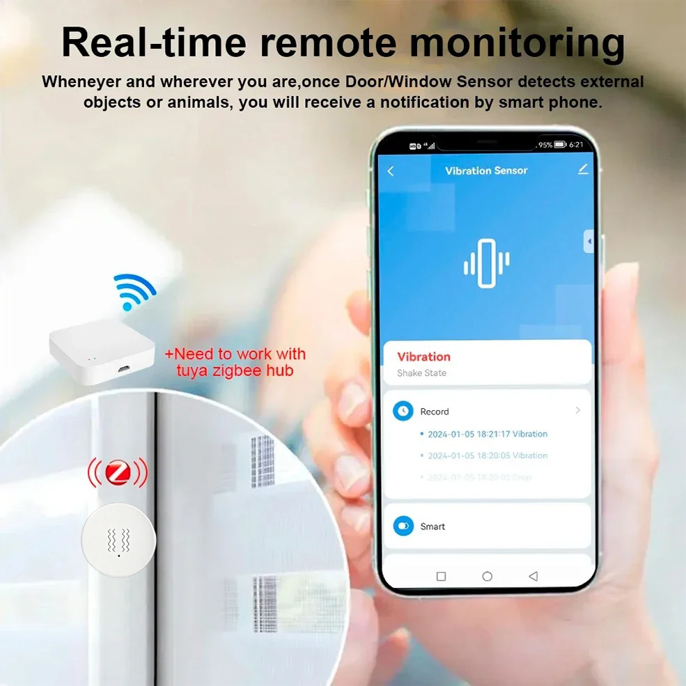 Tuya Zigbee Smart Vibration Se - Home Security App recension och pris
